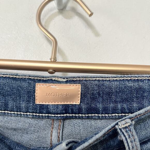 MOTHER Pixie Tomcat Crop Distressed Jeans Size 26 Not Cut & Pasted Button Fly - Picture 7 of 11